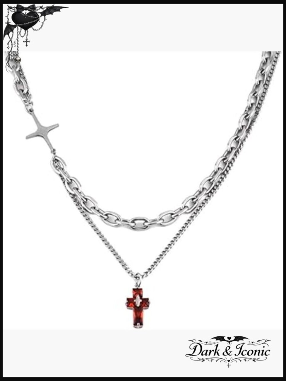 Gothic Cross Pendant Necklace Stainless Steel Y2K Trendy Men Women